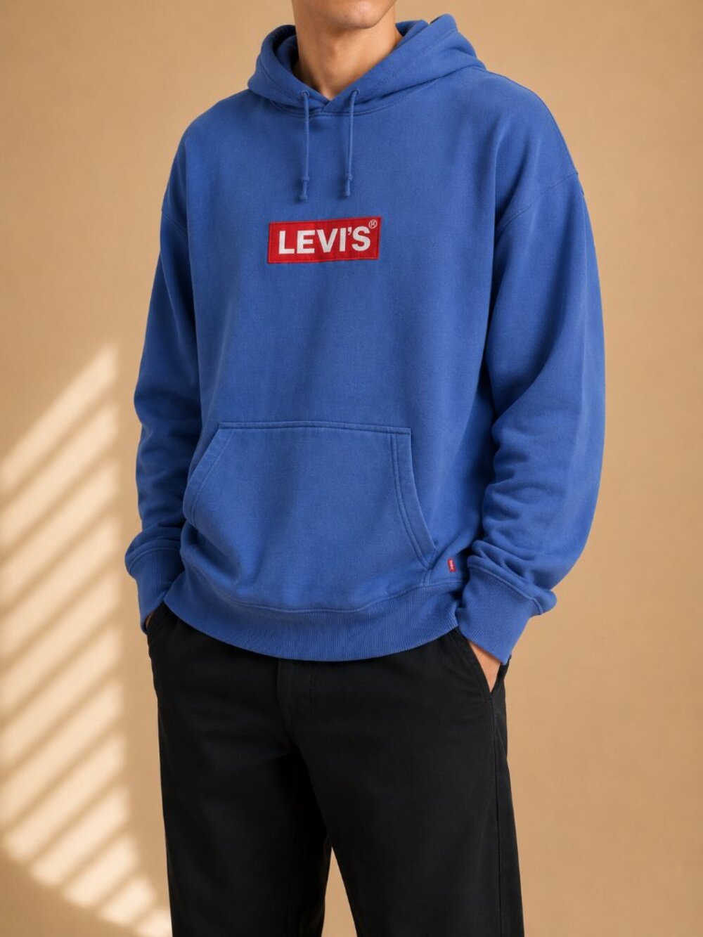 Levi's Embroidered Box Logo Hoodie Blue (Men’s L)‎